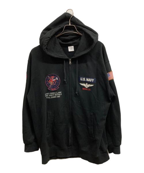 AVIREX（アヴィレックス）AVIREX (アヴィレックス) ジップパーカー/AVIREXパーカー ブラック サイズ:4Ⅼの古着・服飾アイテム