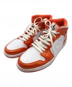 NIKEナイキ）の古着「AIR JORDAN 1 MID SE ハイカットスニーカー」｜ホワイト×オレンジ