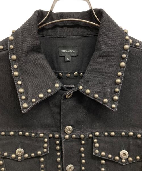 DIESEL（ディーゼル）DIESEL (ディーゼル) スタッズデニムジャケット ブラック サイズ:Lの古着・服飾アイテム