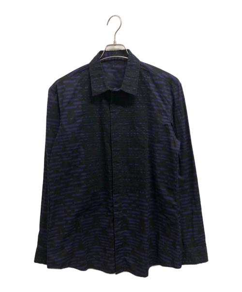ISSEY MIYAKE MEN（イッセイミヤケメン）ISSEY MIYAKE MEN (イッセイミヤケメン) 総柄シャツ ブラック×パープル サイズ:3の古着・服飾アイテム