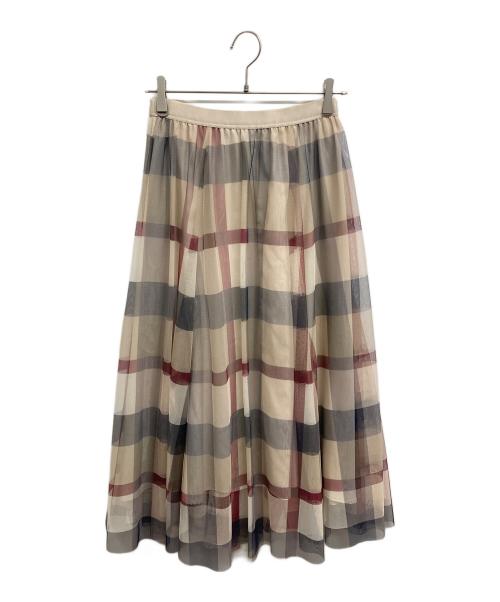BLUE LABEL CRESTBRIDGE（ブルーレーベルクレストブリッジ）BLUE LABEL CRESTBRIDGE (ブルーレーベルクレストブリッジ) チェックスカート ベージュ サイズ:38 未使用品の古着・服飾アイテム