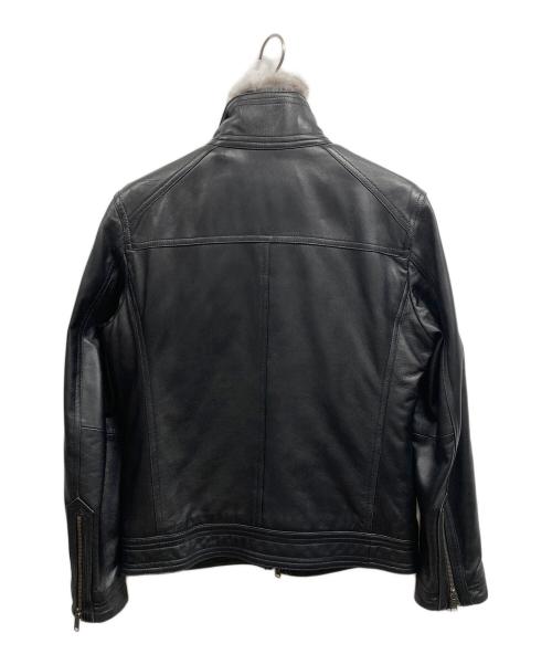 BLACK LABEL CRESTBRIDGE（ブラックレーベル クレストブリッジ）BLACK LABEL CRESTBRIDGE (ブラックレーベル クレストブリッジ) シングルライダースジャケット ブラック サイズ:Mの古着・服飾アイテム