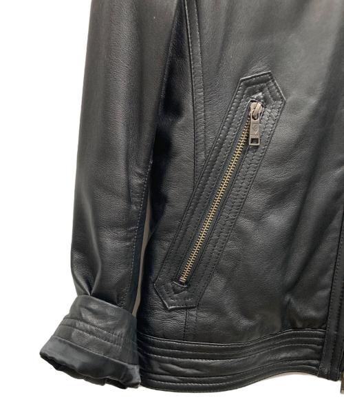 BLACK LABEL CRESTBRIDGE（ブラックレーベル クレストブリッジ）BLACK LABEL CRESTBRIDGE (ブラックレーベル クレストブリッジ) シングルライダースジャケット ブラック サイズ:Mの古着・服飾アイテム