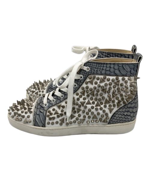 Christian Louboutin（クリスチャン・ルブタン）Christian Louboutin (クリスチャン・ルブタン) スタッズハイカットスニーカー グレー サイズ:43の古着・服飾アイテム