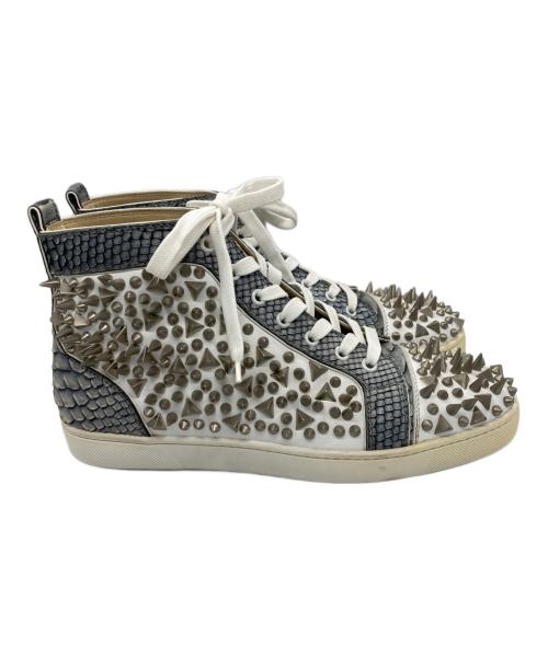Christian Louboutin（クリスチャン・ルブタン）Christian Louboutin (クリスチャン・ルブタン) スタッズハイカットスニーカー グレー サイズ:43の古着・服飾アイテム