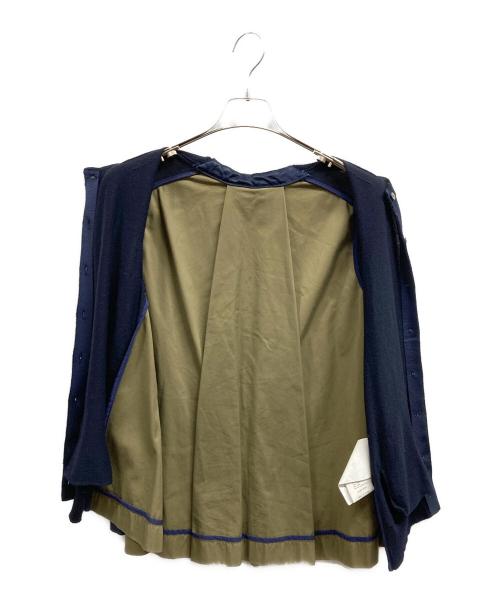 sacai（サカイ）sacai (サカイ) ドッキング ウールカーディガン ベージュ×ネイビー サイズ:2の古着・服飾アイテム