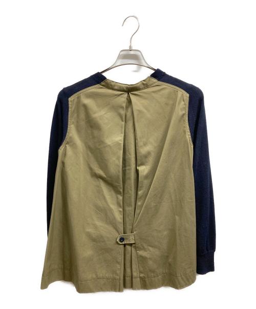 sacai（サカイ）sacai (サカイ) ドッキング ウールカーディガン ベージュ×ネイビー サイズ:2の古着・服飾アイテム