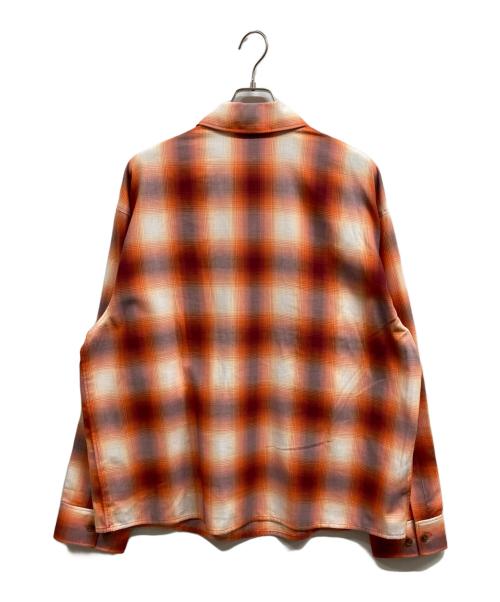 maison kitsune（メゾンキツネ）maison kitsune (メゾンキツネ) オンブレチェックハーフジップシャツ オレンジ サイズ:Lの古着・服飾アイテム