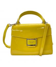Kate Spade（ケイトスペード）の古着「パテント レザー スモール トップ ハンドル バッグ」｜イエロー