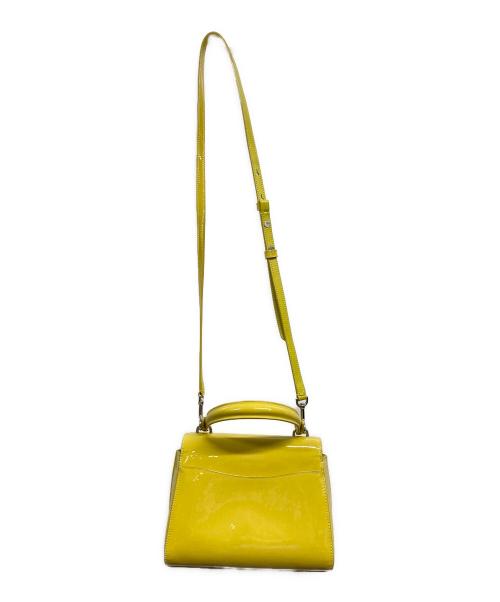Kate Spade（ケイトスペード）Kate Spade (ケイトスペード) パテント レザー スモール トップ ハンドル バッグ イエローの古着・服飾アイテム