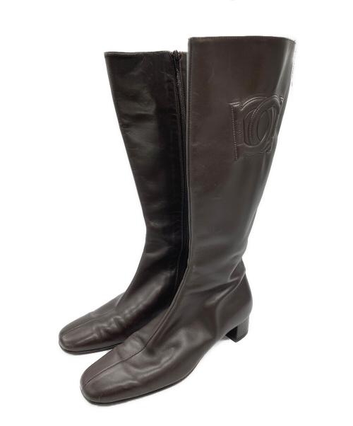 Salvatore Ferragamo（サルヴァトーレ フェラガモ）Salvatore Ferragamo (サルヴァトーレ フェラガモ) レザーブーツ ブラウン サイズ:6の古着・服飾アイテム