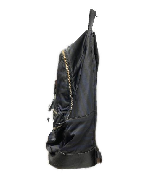 PELLE MORBIDA（ペッレモルビダ）PELLE MORBIDA (ペッレモルビダ) JOSEPH HOMME (ジョゼフ オム) ボーダーナイロンバックパック ブラックの古着・服飾アイテム