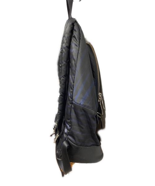 PELLE MORBIDA（ペッレモルビダ）PELLE MORBIDA (ペッレモルビダ) JOSEPH HOMME (ジョゼフ オム) ボーダーナイロンバックパック ブラックの古着・服飾アイテム