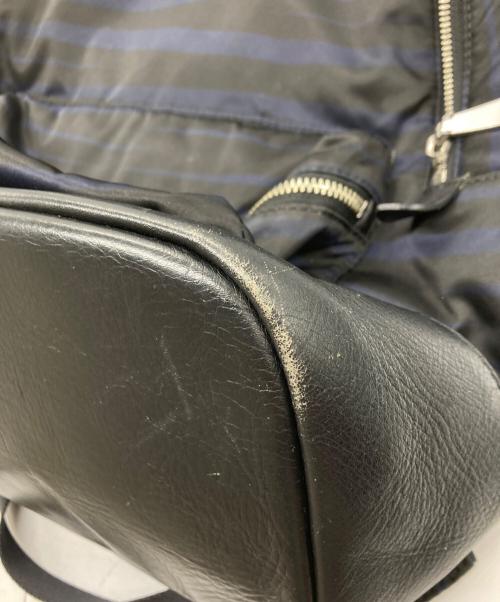PELLE MORBIDA（ペッレモルビダ）PELLE MORBIDA (ペッレモルビダ) JOSEPH HOMME (ジョゼフ オム) ボーダーナイロンバックパック ブラックの古着・服飾アイテム