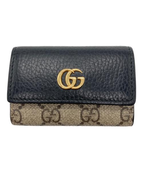 GUCCI（グッチ）GUCCI (グッチ) GGマーモント 6連キーケース ブラウン×ブラックの古着・服飾アイテム