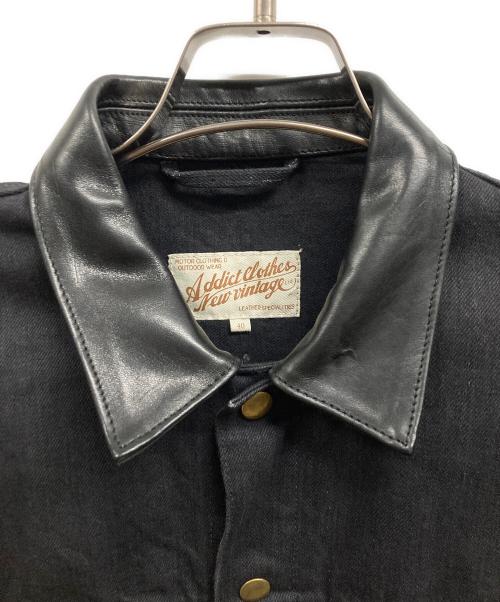 ADDICT CLOTHES（アディクト クローズ）ADDICT CLOTHES (アディクト クローズ) レザーカラーデニムジャケット ブラック サイズ:40の古着・服飾アイテム