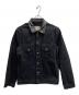 ADDICT CLOTHES（アディクト クローズ）の古着「レザーカラーデニムジャケット」｜ブラック