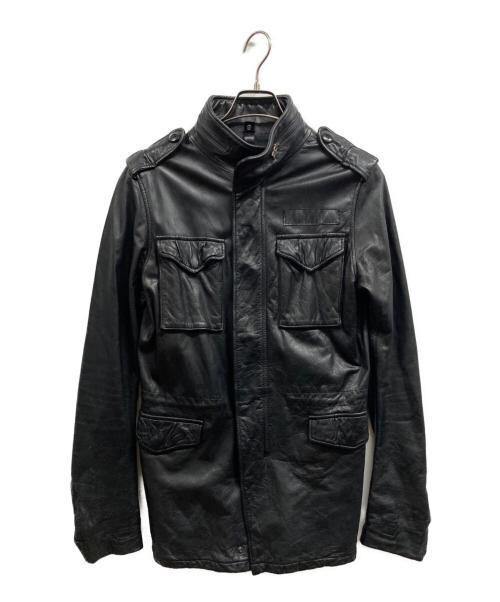 wjk（ダブルジェイケー）wjk (ダブルジェイケー) カウレザーフィールドジャケット ブラック サイズ:Lの古着・服飾アイテム