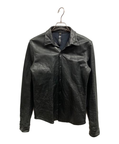 wjk（ダブルジェイケー）wjk (ダブルジェイケー) カーフレザーシャツジャケット ブラック サイズ:Lの古着・服飾アイテム