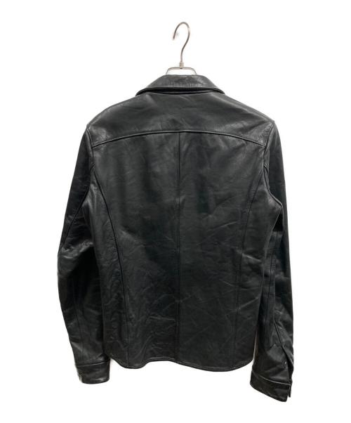 wjk（ダブルジェイケー）wjk (ダブルジェイケー) カーフレザーシャツジャケット ブラック サイズ:Lの古着・服飾アイテム