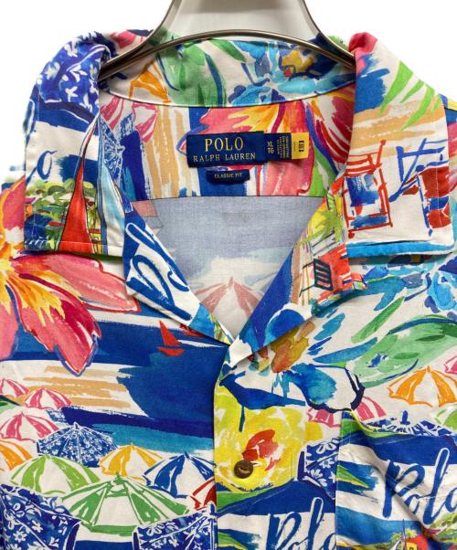 POLO RALPH LAUREN（ポロ・ラルフローレン）POLO RALPH LAUREN (ポロ・ラルフローレン) 半袖レーヨンアロハシャツ ブルー×レッド サイズ:XLの古着・服飾アイテム