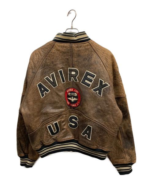 AVIREX（アヴィレックス）AVIREX (アヴィレックス) 90ｓレザースタジャン ブラウン サイズ:Ｓの古着・服飾アイテム