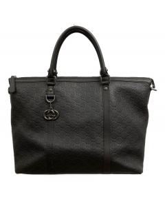 中古・古着通販】GUCCI (グッチ) レザートートバッグ ブラック 211126