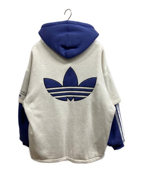 adidas（アディダス）adidas (アディダス) 80～90ｓ中綿アレイヤージップパーカー グレー×ブルー サイズ:XLの古着・服飾アイテム