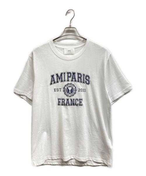 AMI PARIS（アミ パリス）AMI PARIS (アミ パリス) 刺繍デザインTシャツ ホワイト サイズ:L 未使用品の古着・服飾アイテム