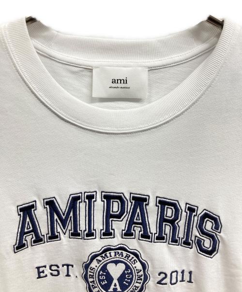 AMI PARIS（アミ パリス）AMI PARIS (アミ パリス) 刺繍デザインTシャツ ホワイト サイズ:L 未使用品の古着・服飾アイテム