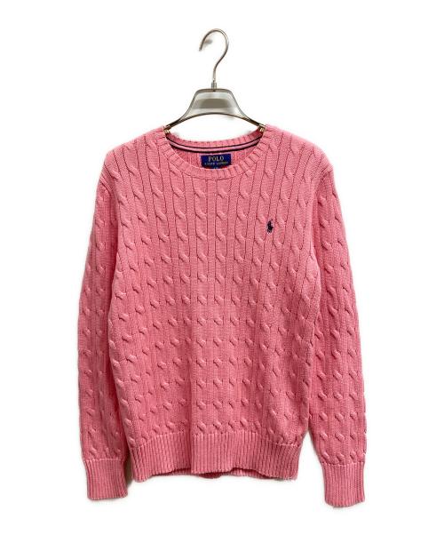POLO RALPH LAUREN（ポロ・ラルフローレン）POLO RALPH LAUREN (ポロ・ラルフローレン) ケーブルニット ピンク サイズ:Lの古着・服飾アイテム
