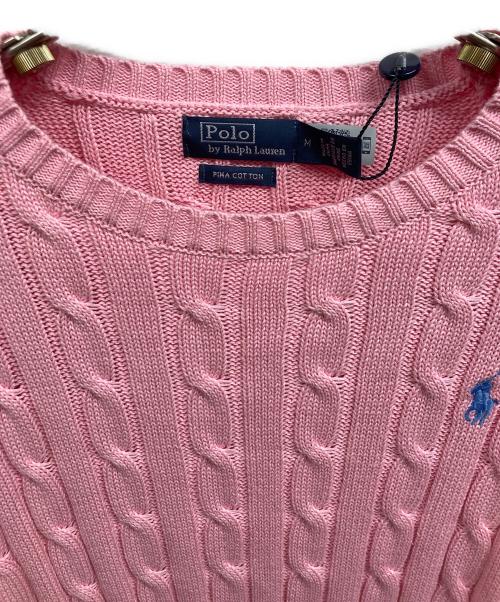 POLO RALPH LAUREN（ポロ・ラルフローレン）POLO RALPH LAUREN (ポロ・ラルフローレン) ケーブルニット ピンク サイズ:Mの古着・服飾アイテム