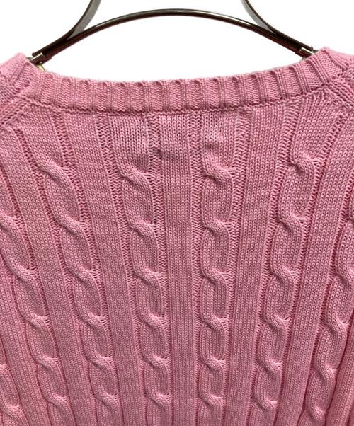 POLO RALPH LAUREN（ポロ・ラルフローレン）POLO RALPH LAUREN (ポロ・ラルフローレン) ケーブルニット ピンク サイズ:Mの古着・服飾アイテム