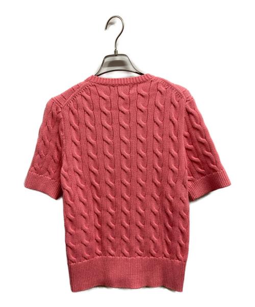 POLO RALPH LAUREN（ポロ・ラルフローレン）POLO RALPH LAUREN (ポロ・ラルフローレン) 半袖ケーブルニットカーディガン ピンク サイズ:Mの古着・服飾アイテム
