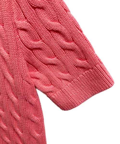 POLO RALPH LAUREN（ポロ・ラルフローレン）POLO RALPH LAUREN (ポロ・ラルフローレン) 半袖ケーブルニットカーディガン ピンク サイズ:Mの古着・服飾アイテム