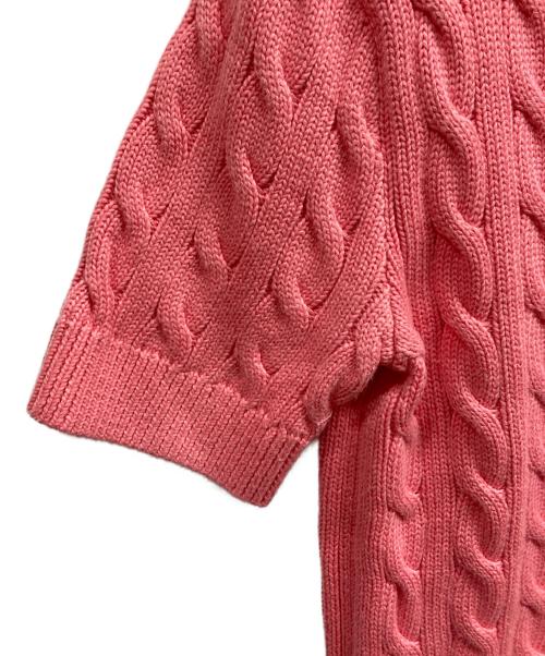 POLO RALPH LAUREN（ポロ・ラルフローレン）POLO RALPH LAUREN (ポロ・ラルフローレン) 半袖ケーブルニットカーディガン ピンク サイズ:Mの古着・服飾アイテム