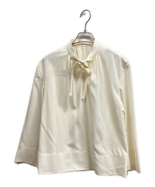 BALLSEY（ボールジィ）BALLSEY (ボールジィ) 2-wayストレッチ タイ付きスタンドカラーブラウ アイボリー サイズ:36の古着・服飾アイテム