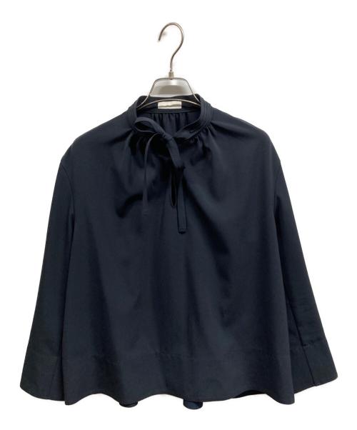 BALLSEY（ボールジィ）BALLSEY (ボールジィ) 2-wayストレッチ タイ付きスタンドカラーブラウ ブラック サイズ:36の古着・服飾アイテム