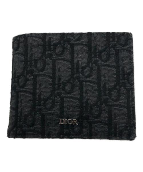Dior（ディオール）DIOR (ディオール) オブリークジャガード2つ折り財布 ブラックの古着・服飾アイテム