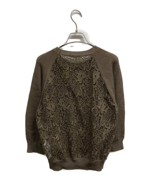 自由区（ジユウク）自由区 (ジユウク) レースコンビニット プルオーバー ブラウン サイズ:44の古着・服飾アイテム