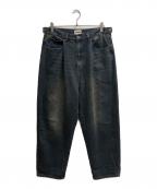 90909090）の古着「King Logo Wide Tuck Denim Pant」｜インディゴ
