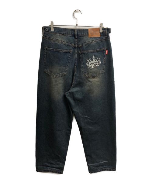 9090（9090）9090 (9090) King Logo Wide Tuck Denim Pant インディゴ サイズ:Mの古着・服飾アイテム