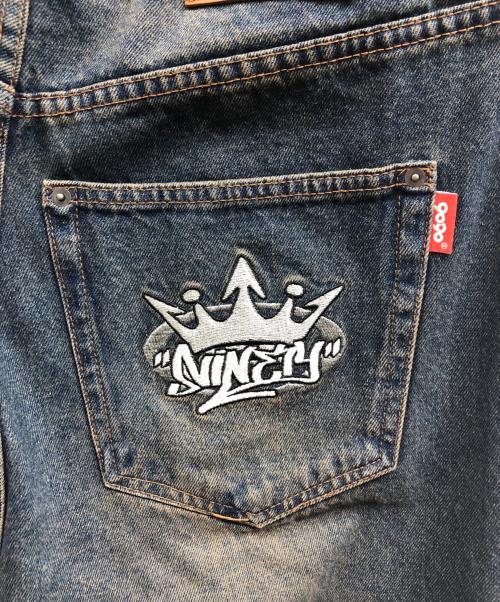 9090（9090）9090 (9090) King Logo Wide Tuck Denim Pant インディゴ サイズ:Mの古着・服飾アイテム