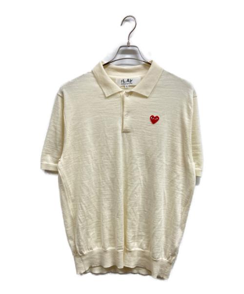 PLAY COMME des GARCONS（プレイコムデギャルソン）PLAY COMME des GARCONS (プレイコムデギャルソン) ウールニットポロシャツ アイボリー サイズ:XLの古着・服飾アイテム