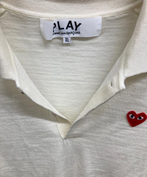 PLAY COMME des GARCONS（プレイコムデギャルソン）PLAY COMME des GARCONS (プレイコムデギャルソン) ウールニットポロシャツ アイボリー サイズ:XLの古着・服飾アイテム