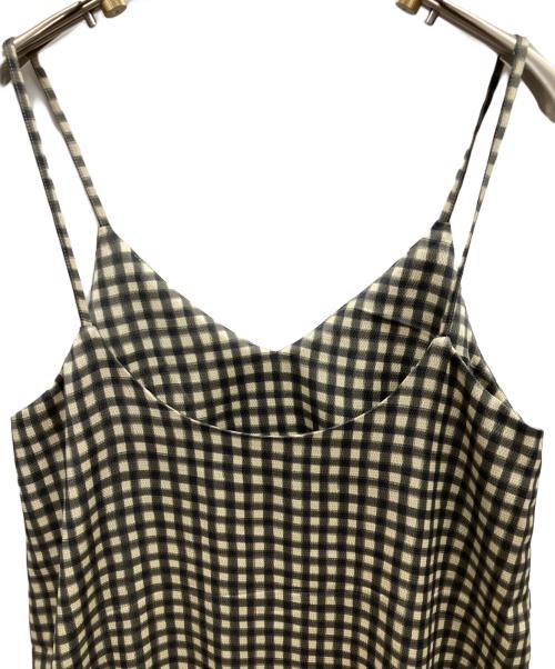 MACPHEE（マカフィー）MACPHEE (マカフィー) ドローイングチェックプリント ティアードキャミソールワンピース グレー サイズ:38の古着・服飾アイテム