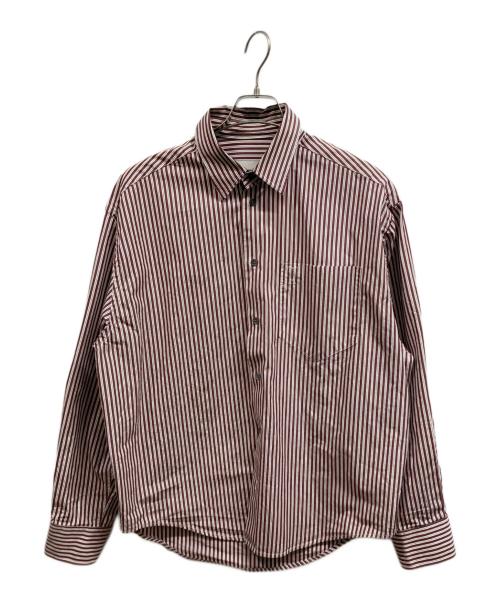 ami（アミ）ami (アミ) ロゴ ストライプ アミ・ド・クール シャツ レッド サイズ:Sの古着・服飾アイテム