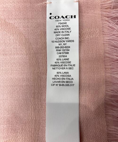 COACH（コーチ）COACH (コーチ) シグネチャー柄ライトウェイトストール ピンクの古着・服飾アイテム