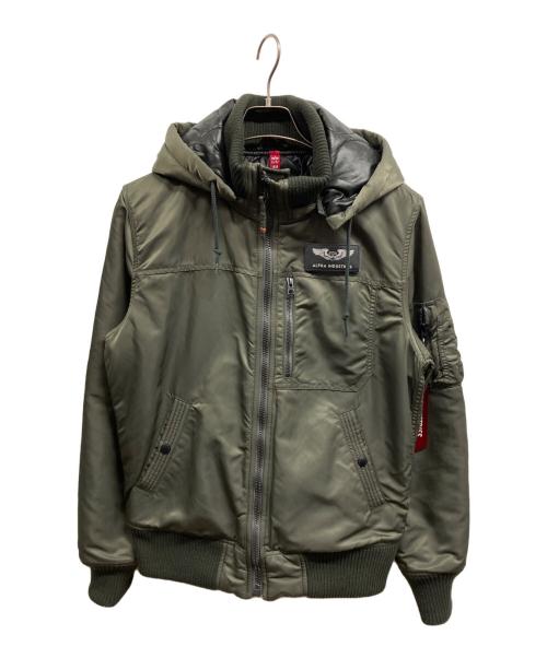 ALPHA（アルファ）ALPHA (アルファ) フーデットリブジャケット グリーン サイズ:Mの古着・服飾アイテム