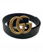 GUCCIグッチ）の古着「カーフスキンレザー マーモント ダブルGバックル ベルト」｜ブラック